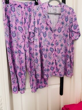 croft & barrow Lavender Paisley Button-Front Pajama Set